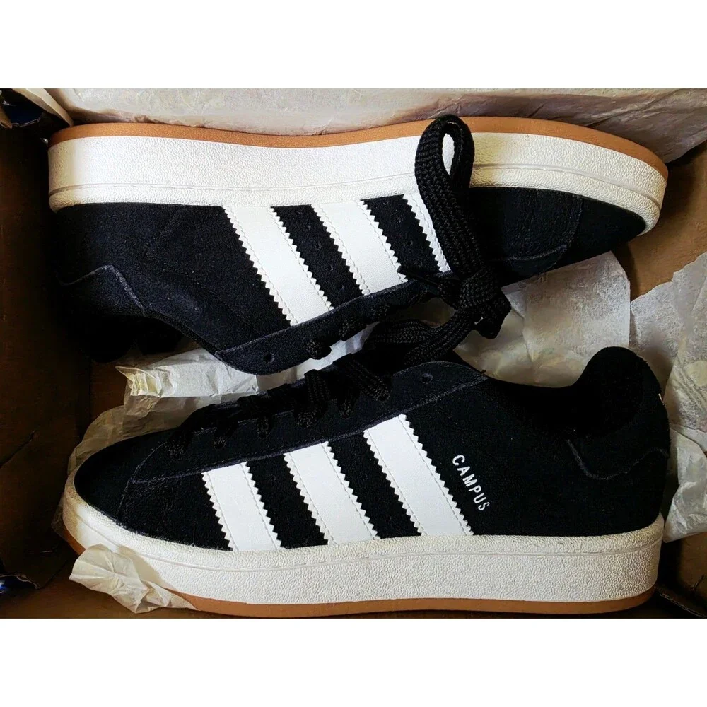adidas Campus 00s Black/White Men’s Low Top Lace-Up Suede Sneakers 7Men/8.5Women